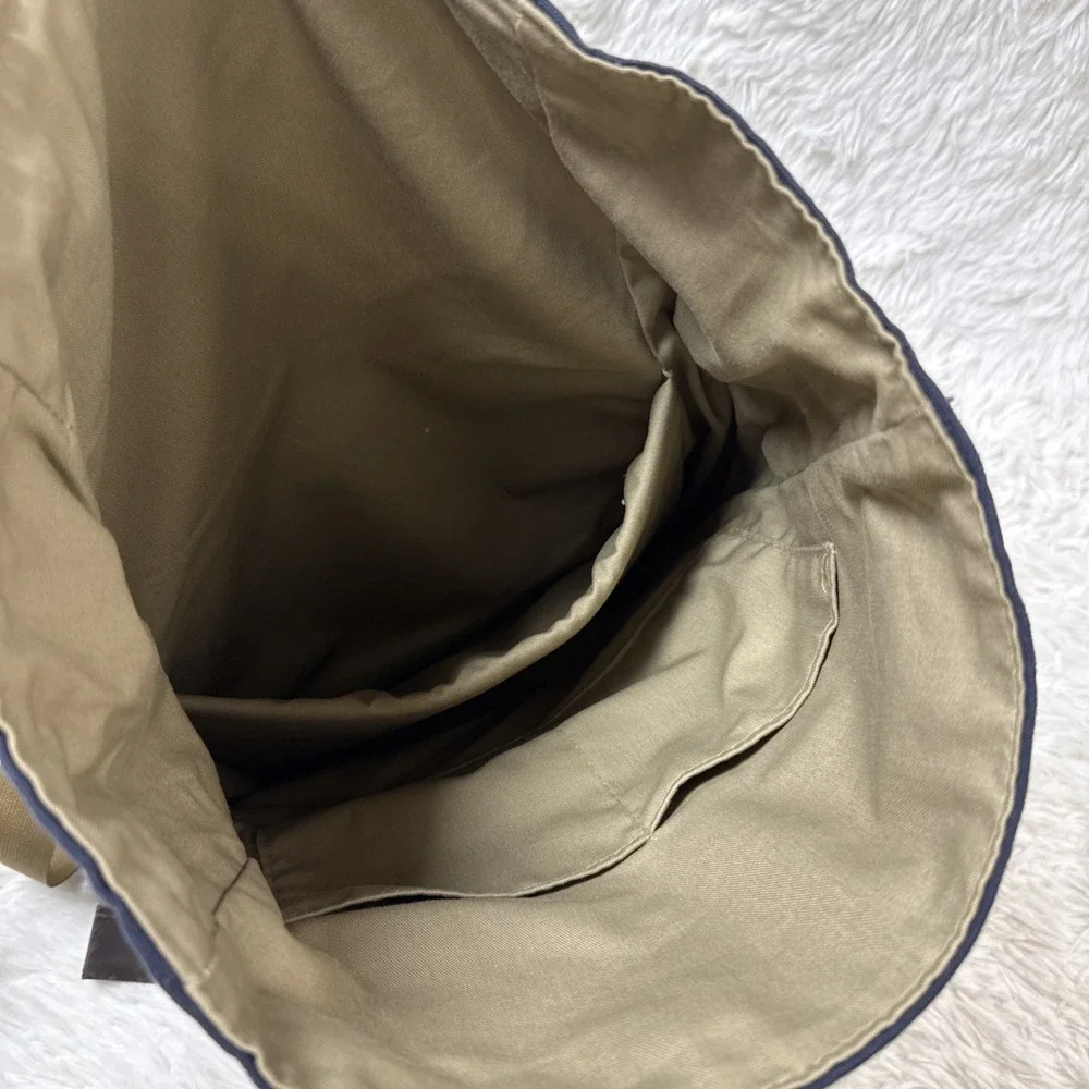 Esperos Soho Rolltop Backpack Navy Canvas Leather Straps USA Made Laptop Bag